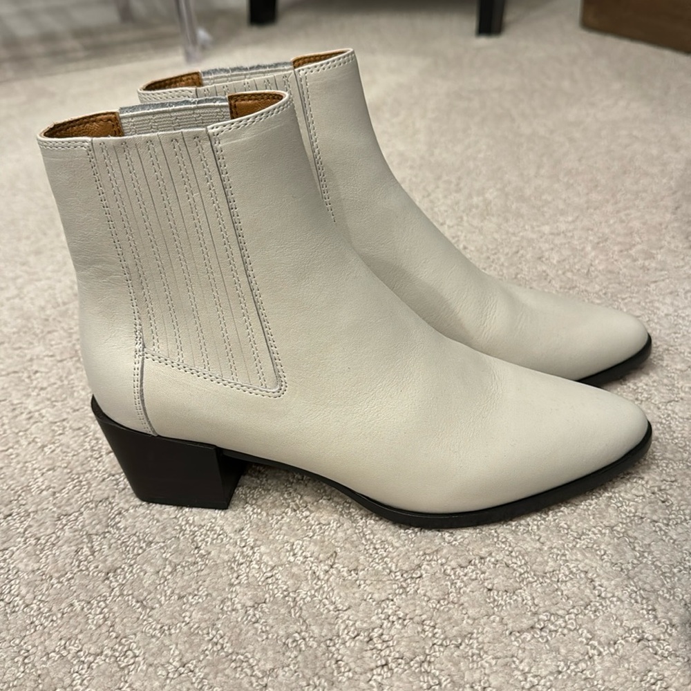 Women’s Cream Leather Ankle Boots